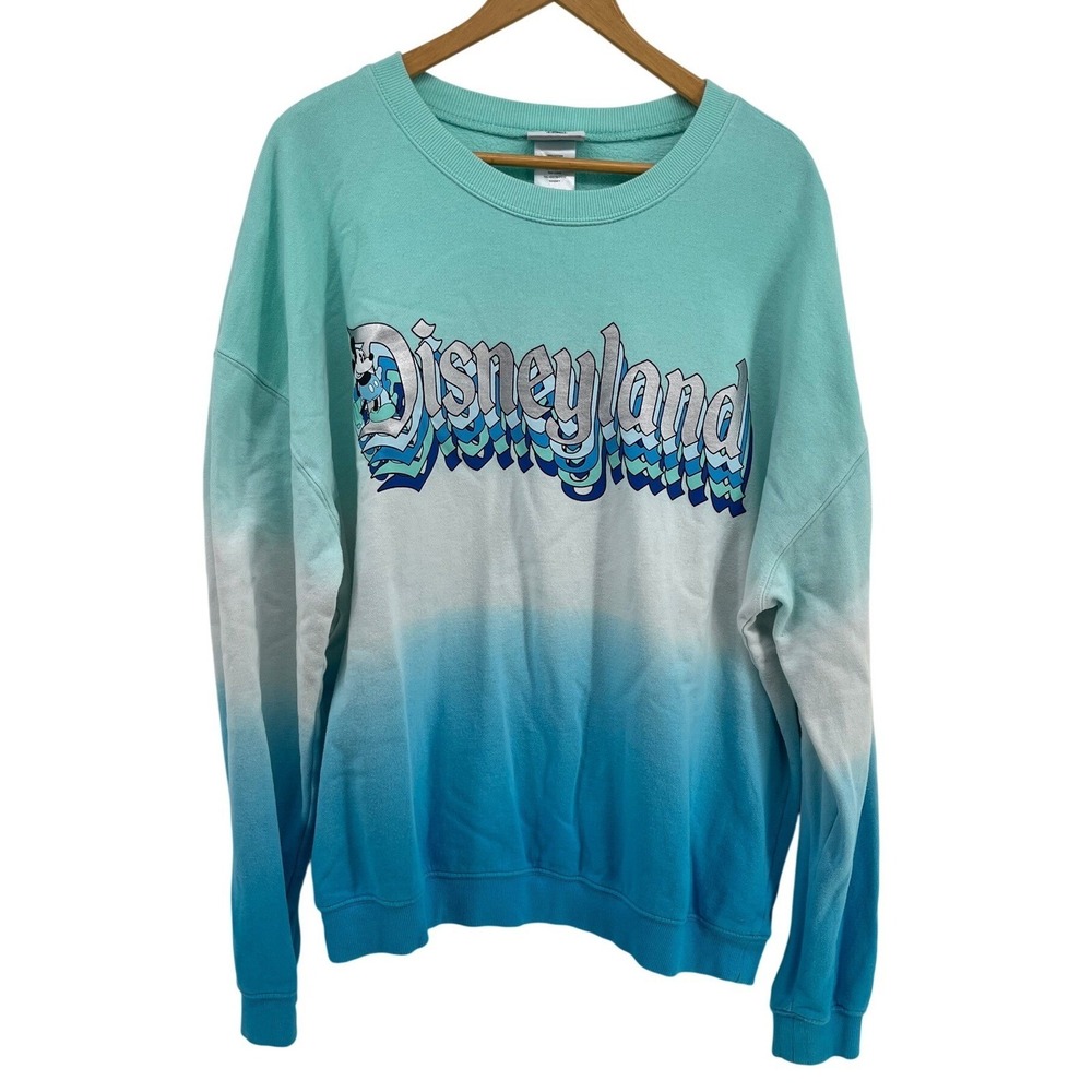 Disneyland Mickey Mouse Ombre Spirit Jersey‎ Style Sweatshirt Blue Teal Size XL